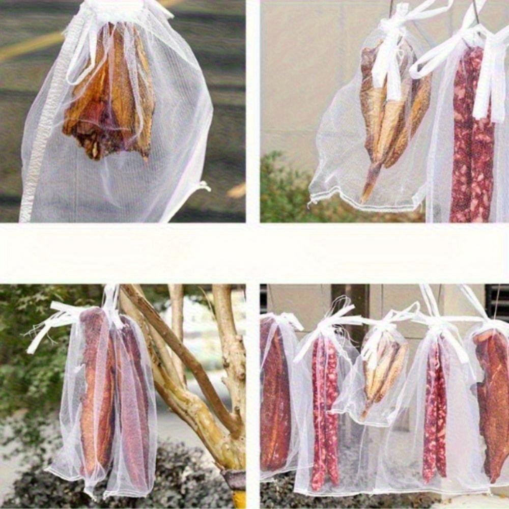 10/25 Insektensichere Netzbeutel mit Kordelzug, Insektensichere Netzbeutel mit Kordelzug Geeignet für Speck, Würstchen, Speck, Schinken usw.