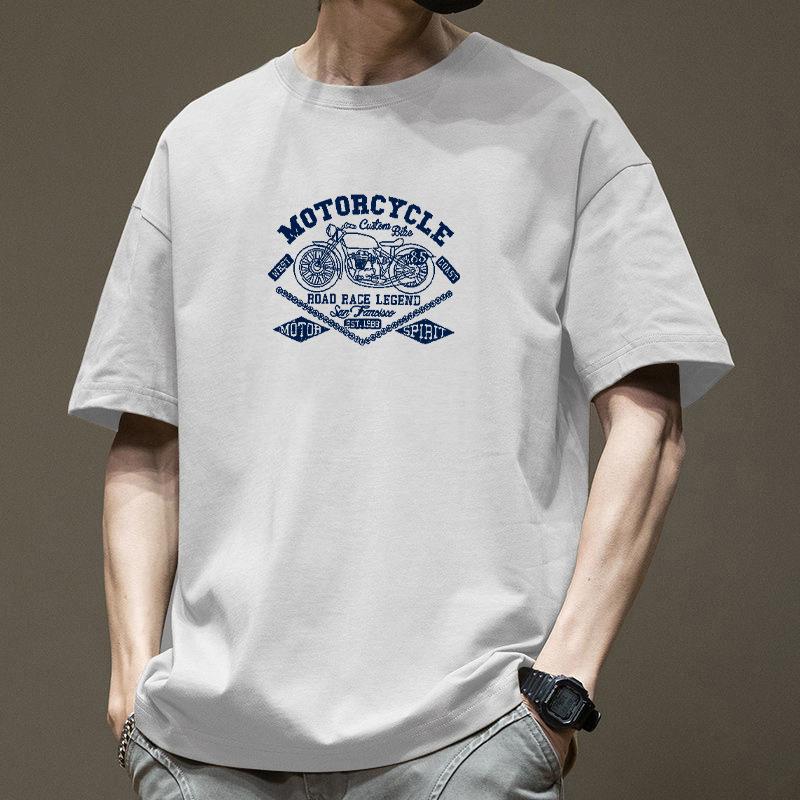 Simple T-shirt Men's Print Summer Trendy Printed Cotton Breathable Short Sleeved Loose Trendy Breathable T-shirts