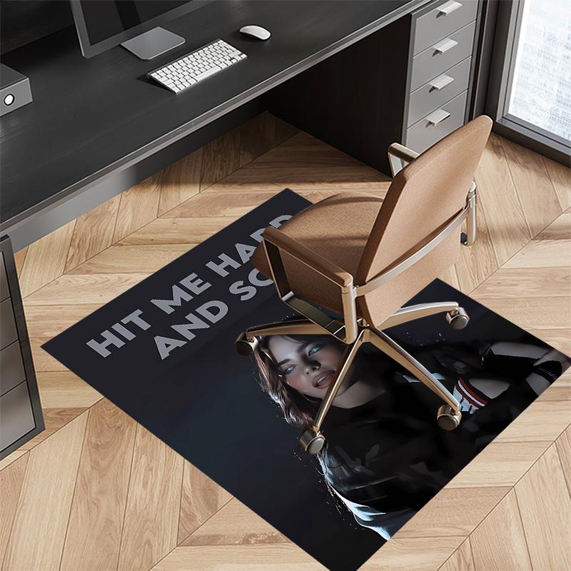 1pc Singer Billie Eilish1 Print Area Rug - Soft, Washable Non-Slip Indoor Mat for Office Chairs, Living Room, Home Office Decorative Rug