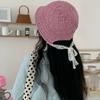 Summer Hollow Out Knitted Bucket Hat for Women Lace Up Sunshade Foldable Straw Hats Korean Girl Breathable Sunscreen Basin Cap