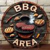 Vintage Metall Grill Schild Runde Wanddekoration, Steak Grill Werkzeug Kunst Außenbereich Terrasse Haus Küche Bar Café Halloween Blechschild