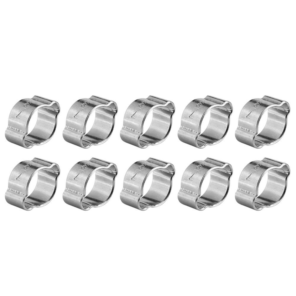 10pcs Iron Zinc Plated Double Ear Hose Clamps Two Ear Adjustable Hose Clamps Pipe Clamping