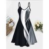 Summer Women's Sexy Pleated Beach Skirt Printed Casual Mid-length Dress