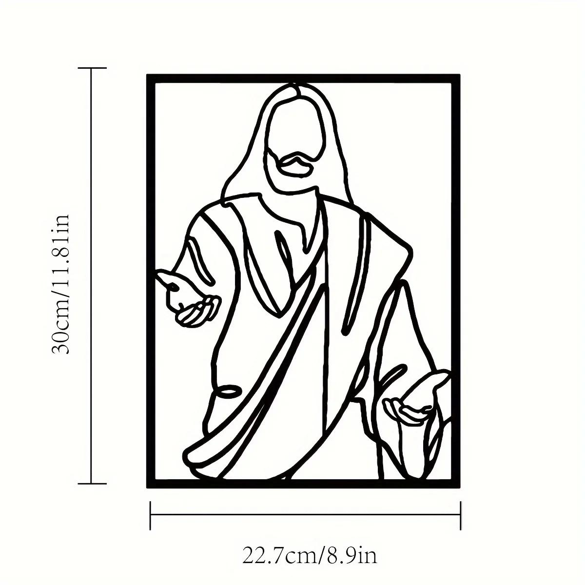 

1 шт. Иисус, металлический настенный декор, христианское искусство, религиозный христианский подарок, элегантное металлическое настенное украшение для пространств, вдохновленных верой светло-серый