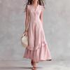 2026 European and American Cross-border Amazon Independent Station New Temperament Elegant Minimalist Cotton and Linen Women's Sleeveless Dress