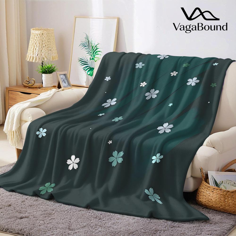 Jade Petal Drift Flannel Blanket Warm Soft Halloween Christmas Couch Warm Cozy Decorative Decor Gift for All Season