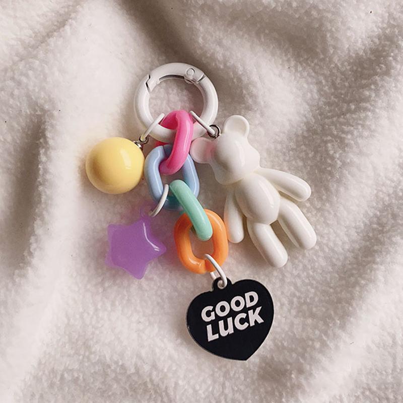 

Креативный милый брелок в виде медведя, красочный медведь, украшение для сумки, аксессуары для женщин и девочек, защитный чехол для наушников, подвеска