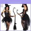 Damenkostüm Zauberin Halloween Ärmellos V-Ausschnitt Blasenhexe Kleid Cosplay