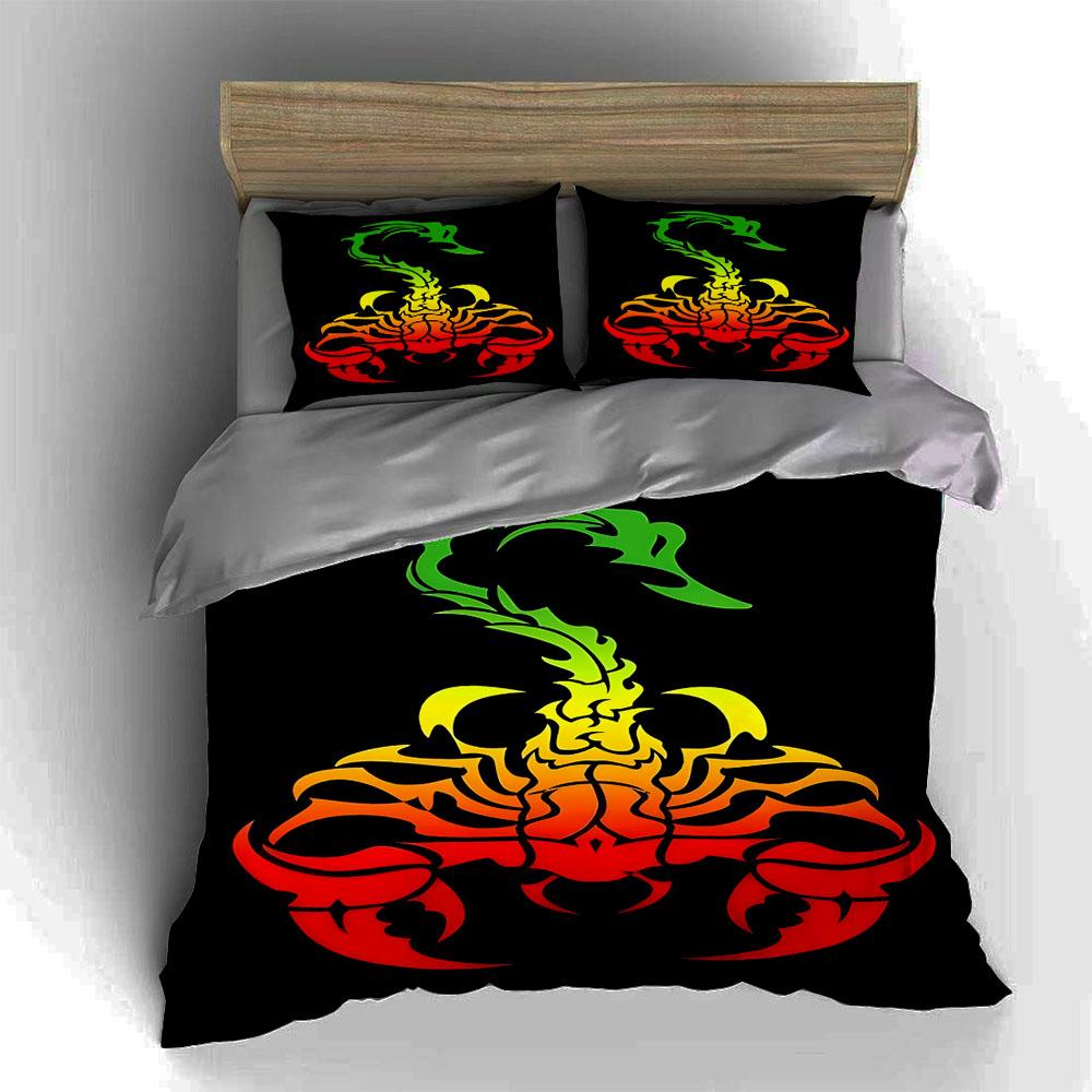 Fiery Scorpion Silhouette Bedding Duvet Cover Sets Duvet Covers Pillowcases Gifts (1 * Duvet Cover 2 * Pillowcases, Without Duvet Insert)