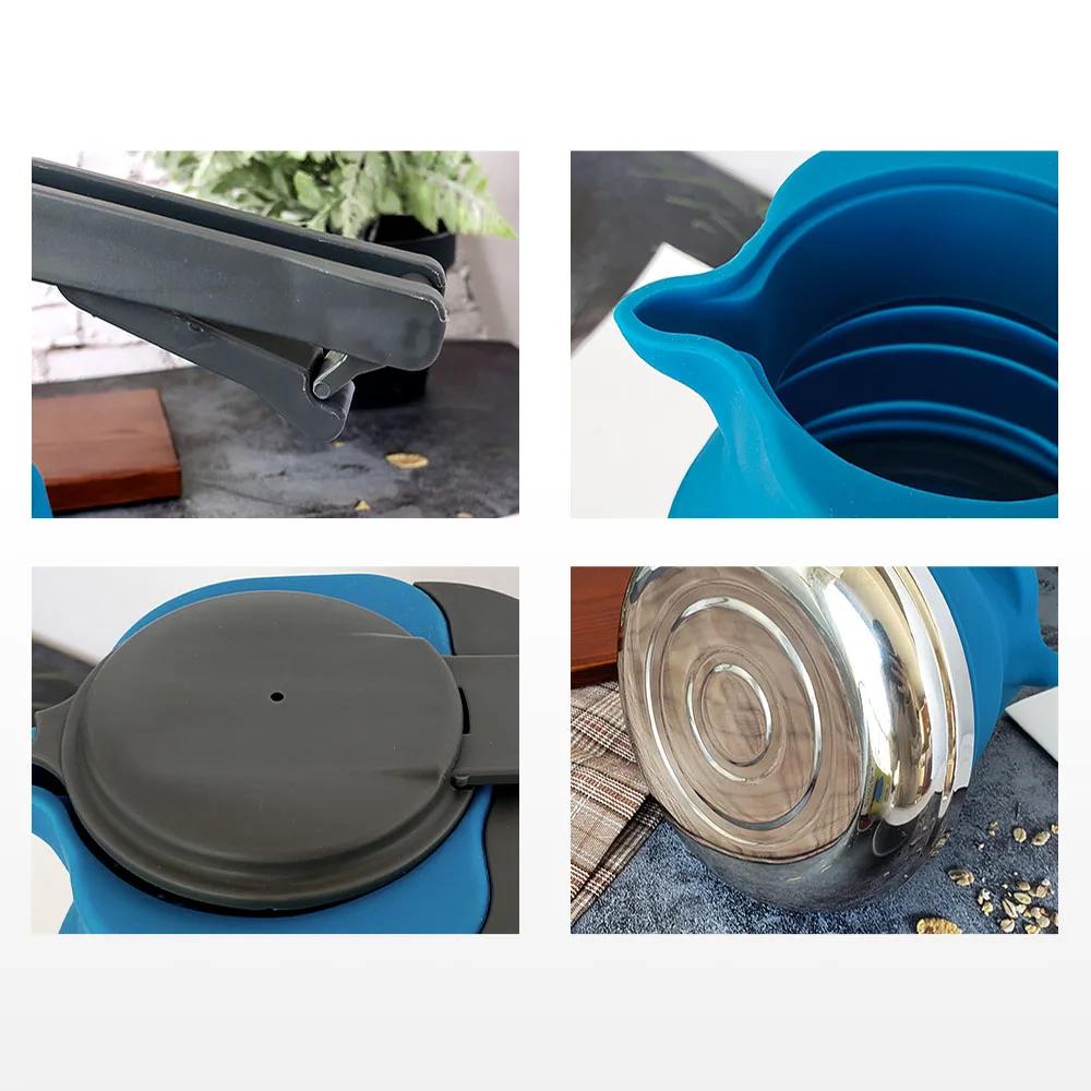 1500ML Yaratıcı Taşınabilir Silikon Su Isıtıcı Dış Mekan Silika Jel Katlanabilir Kahve Makinesi Sıkıştırılabilir Sızdırmaz Seyahat Kamp Su Isıtıcı