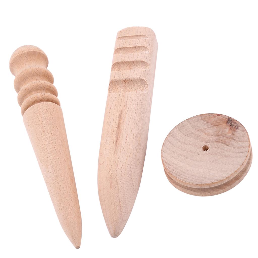 3 Types Wooden Leather Edge Burnisher Polished Grinding Tool(3 In 1 Set)