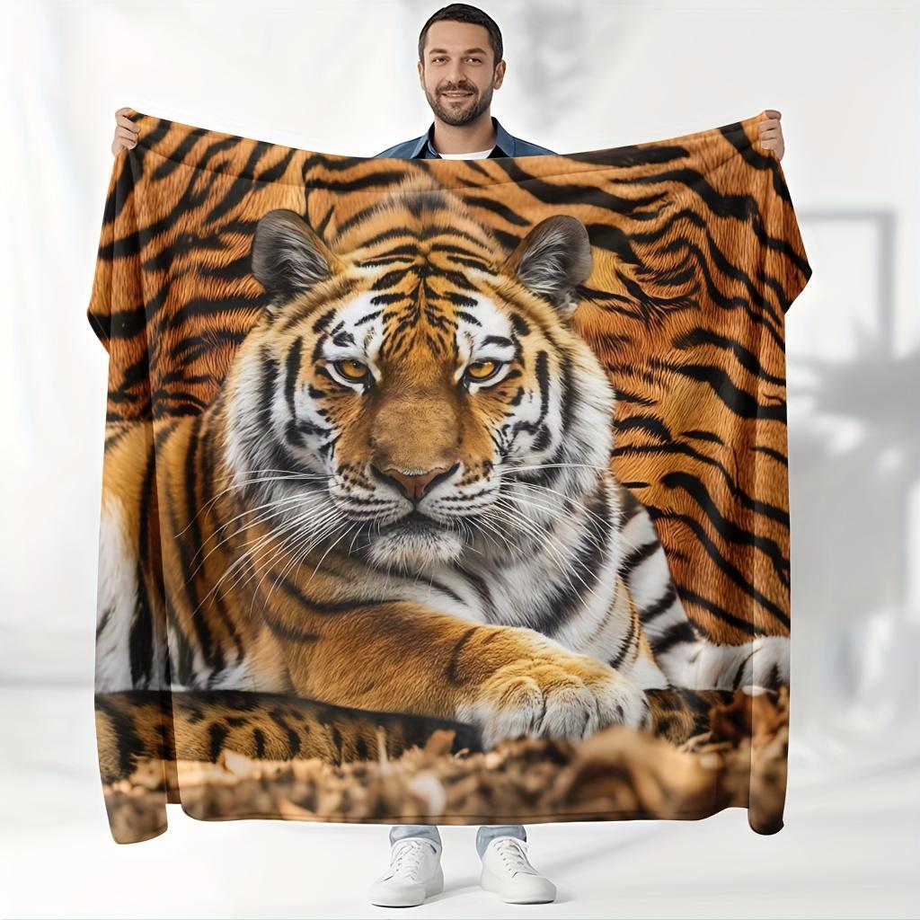 Coperta in Pile Tigre Stampa Animale Realistica Plaid Morbida Calda per Tutte le Stagioni Biancheria da Letto Decorazione Casa Regalo per Amanti della Fauna Selvatica