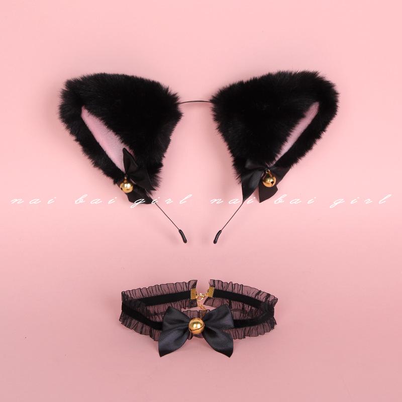 Fox Role Play Set: Metal Anal Plug with Tail, Lace Choker, and Headband for Teasing and Flirting