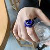 Geometric Dripping Oil Finger Buckle Korean Style Solid Color Ring Gemstone Heart Enamel Ring  Gift