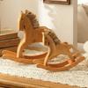 Hand Carved Rocking Horse Ornaments Retro Style Rocking Horse Statue Animal Sculpture  Kids Room