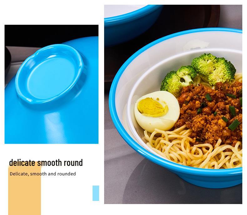 Double-Eared Melamine Noodle Bowl - Imitation Porcelain, Thickened for Commercial Use, Ideal for Restaurants, Special Soup or Mixing Dishes.