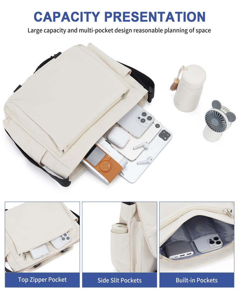 Shoulder Bag Anti Theft Casual Multi Pocket Bag Lightweight Fashion Tote Small Satchel Nylon Travel Purse Youth Crossbody Bag