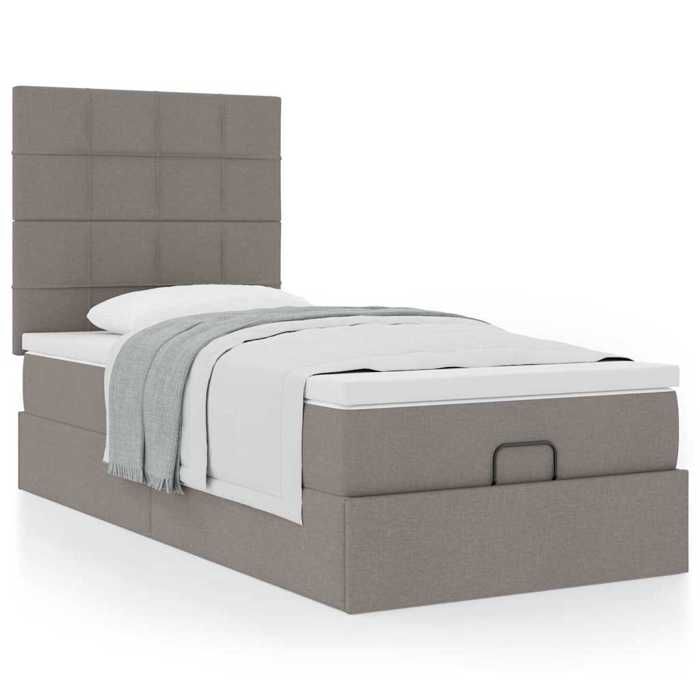 Lit ottoman - Maison Exclusive - 90x200 cm - Tissu taupe - Rangement sous le lit
