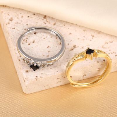 Angel and Devil Couple Rings: Creative Halloween Black Zircon Bands for Women