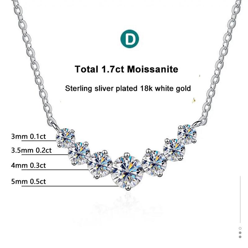 Moissanite Necklace for Woman Wedding Fine Jewely with Certificates 925 Sliver Plated 18k White Gold Necklace