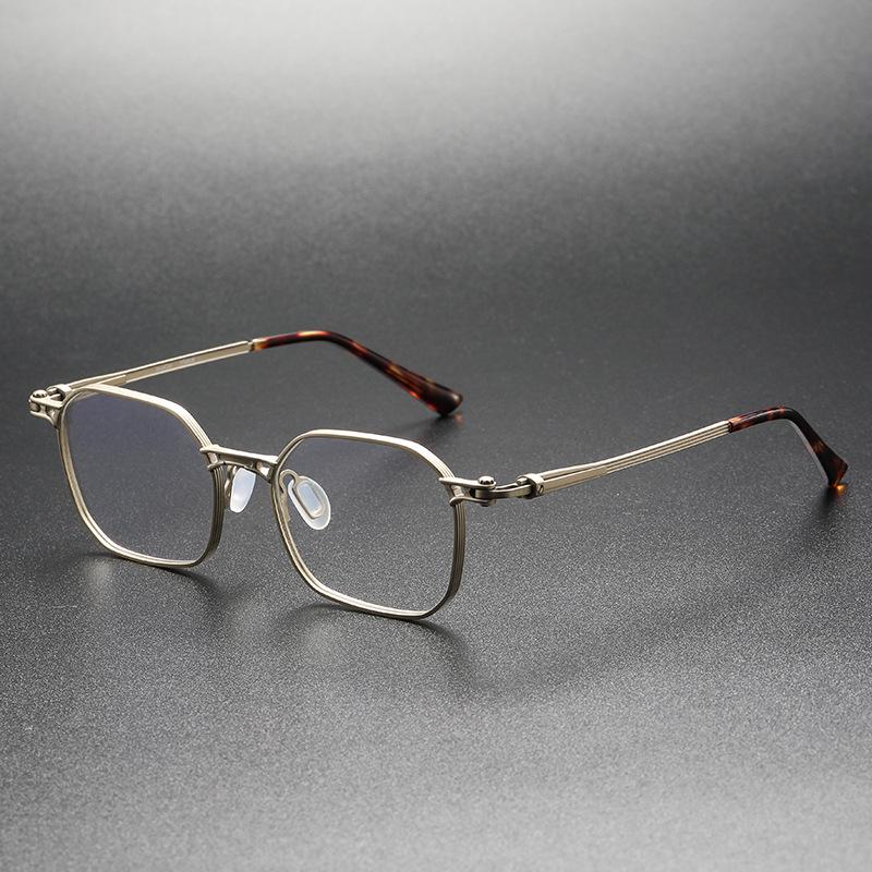 Yuanzaki Anti-Gang Pure Titanium Retro Square Eyeglasses - Handmade Prescription Frames