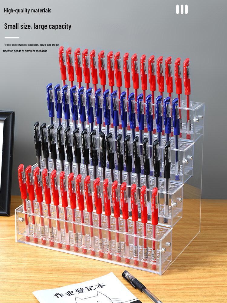 Acrylic Multi-layer Pen Holder and Display Stand 1-Layer, 48 Holes with Base