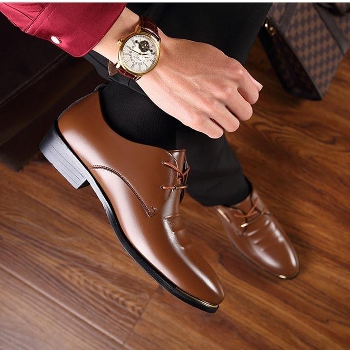 Men's Spring Leather Business Low-Top Casual Shoes Single Large Size Comfortable Formal Shoes