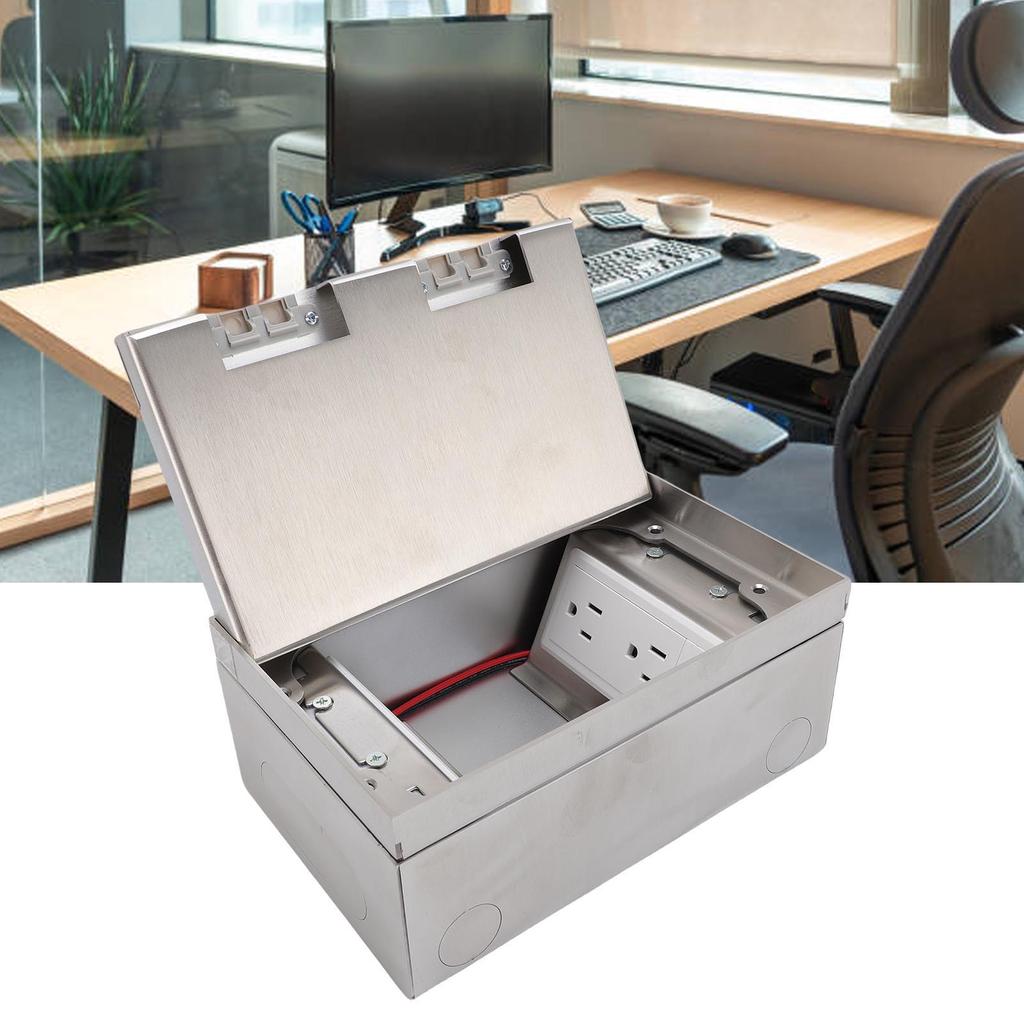 Flat Concealed Floor Electrical Outlet Kit Recessed Outlet Box with 4x3 Prong Receptacle for Floor Kitchen Countertops Decks Tables