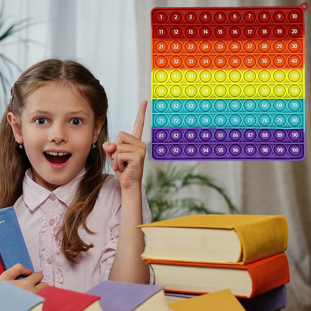 1-100 Numbers Learning Math Counting Games Pop Toys, Silicone Popping Mat Push Bubble Educational Toys for Preschool Children