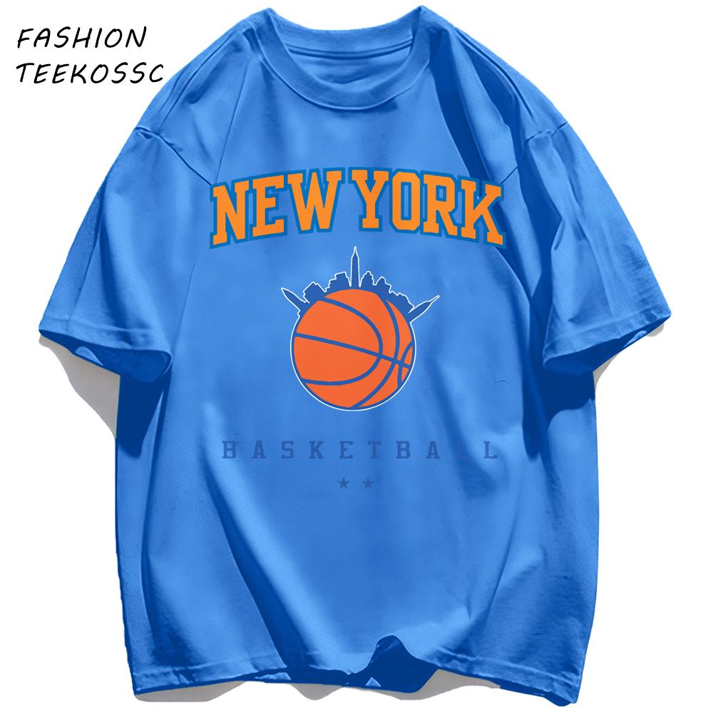 New York Basketball Print Men Basics TShirt Trendy Casual Oversize T Shirts Cotton Soft Streetwear Summer AllMatch Clothes
