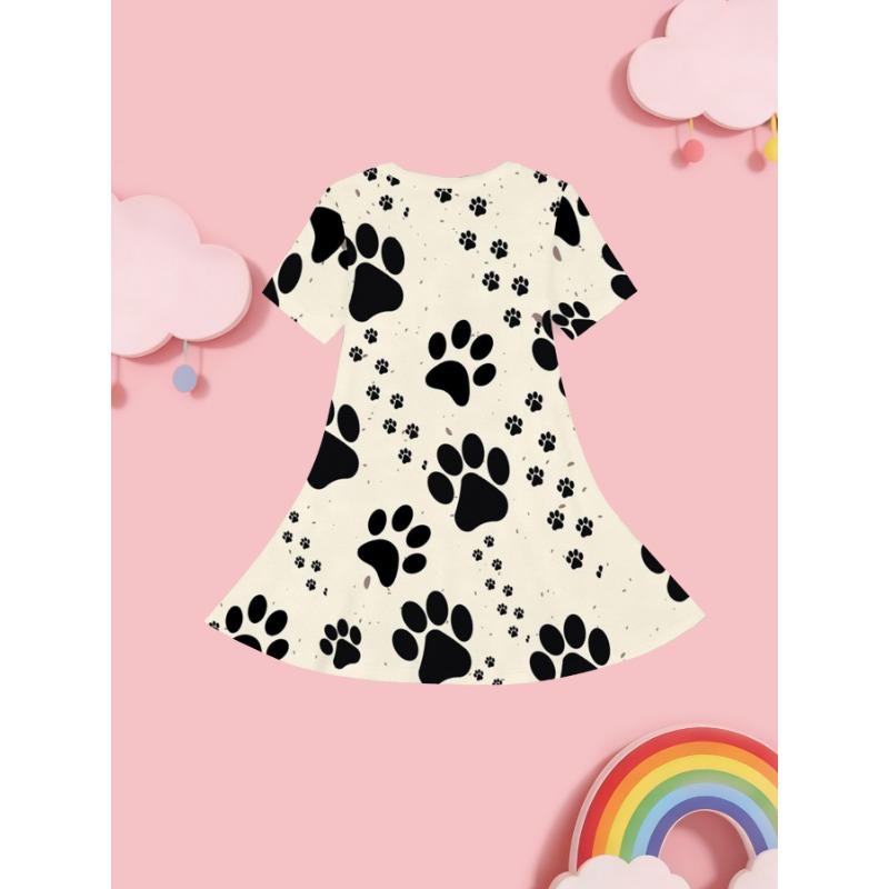 Easter Girls' 3D Floral Graphic Dress Short Sleeve Summer Spring Vacation