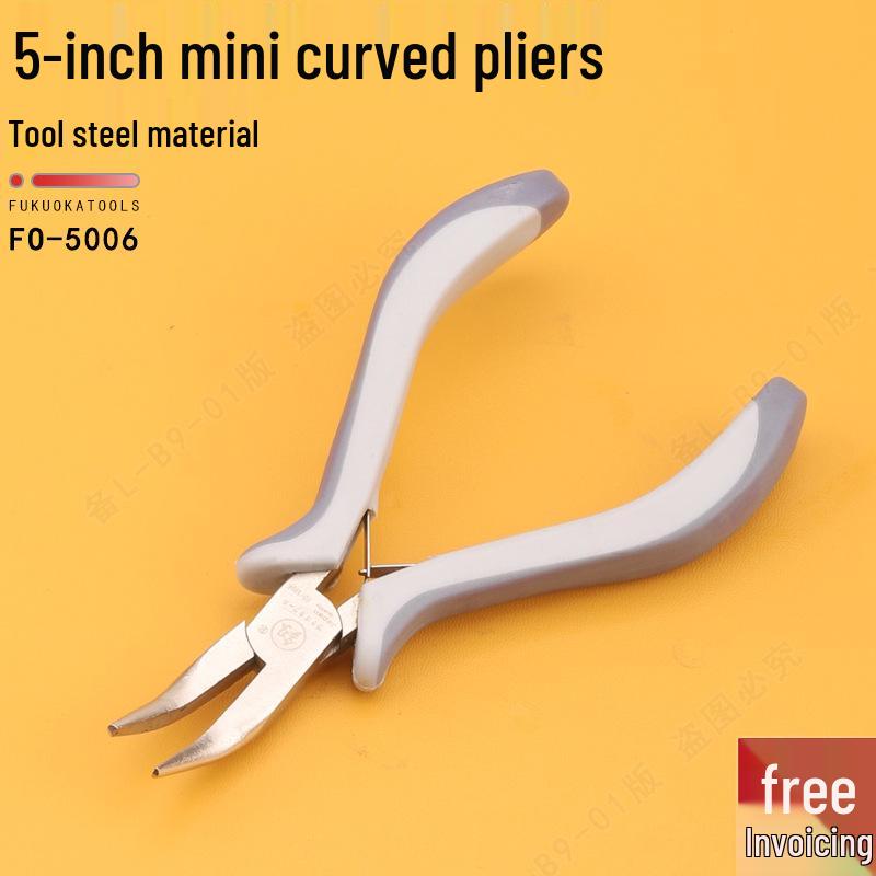 

FO-5006 American Style 5-Inch Mini Bent Nose Pliers - Flat Jaw, No Teeth, Ideal for Jewelry Processing