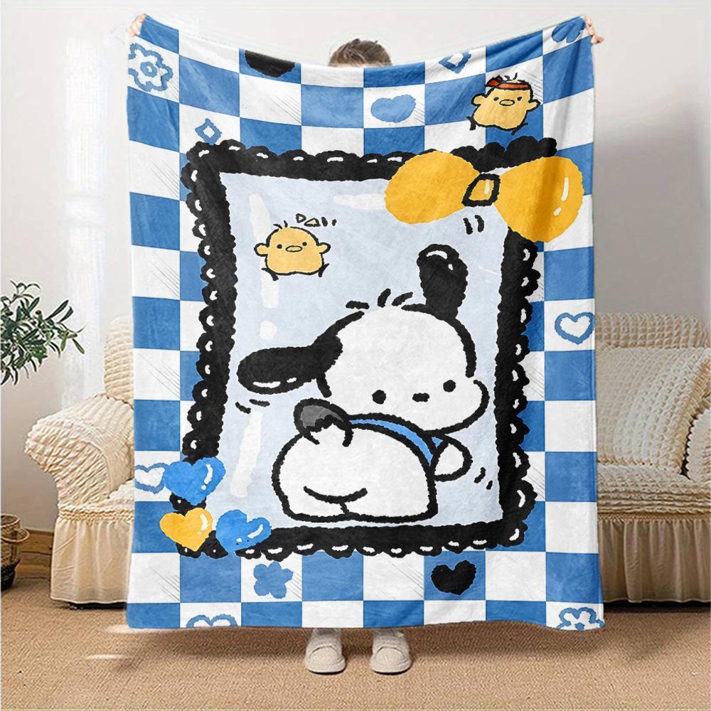 1pc Sanrio Pochacco1 Blanket, Gift, for Men and Women, Soft Blanket, Good for Sofa Bed Couch Travel, Lightweight Flannel Blanket