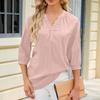 IHUASU Frühling/Sommer Einfarbig V-Ausschnitt Knopf Lockeres Set Chiffonbluse Frau