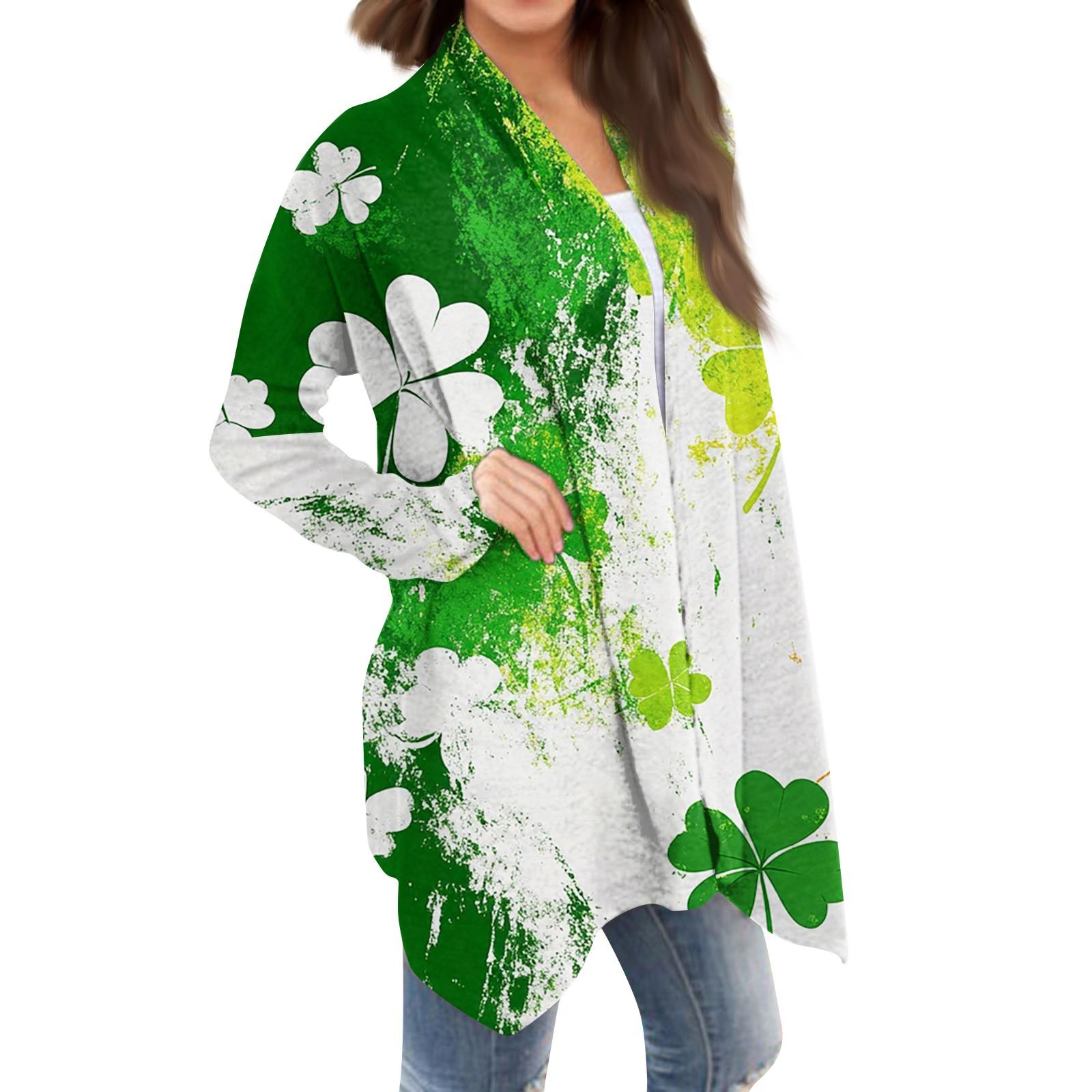 

Женская мода, повседневный рождественский принт, кардиган средней длины, куртка, пальто M белый