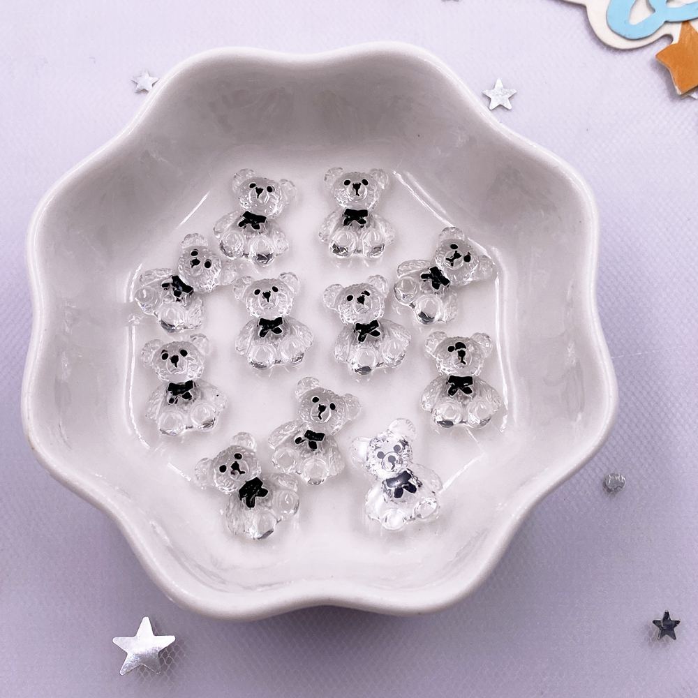 30 Stück Harz Kawaii Bunt 3D Mini Bär Nail Art Charms Flache Rückseite Strass Scrapbook Figuren DIY Schmuckzubehör Handwerk