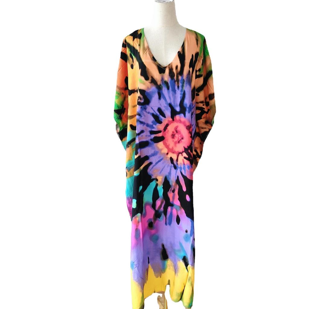 2022 European & American Beach Cover-up: Printed Long Robe & Bikini Sun Protection Dress