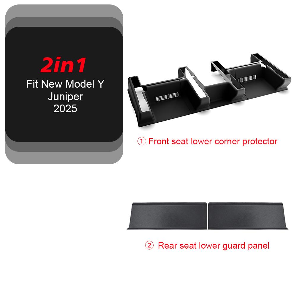 For Tesla New Model Y Juniper 2025 Launch TPE Underseat Protector Center Console Side and 2nd Row Kick Cover Air Vent