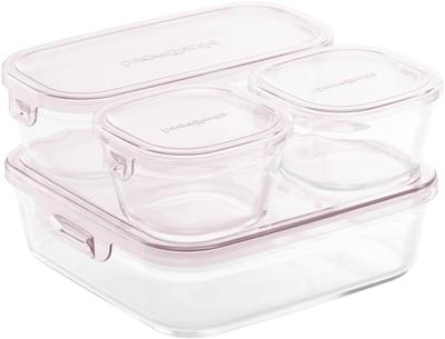 Glass Storage Container Sheer Rose Set of 4 Pack Range Heat-Resistant & F-PRN4P2
