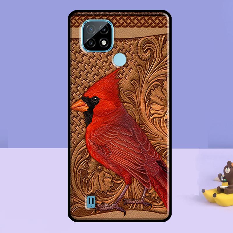 Cardinal Red Bird Case For Realme 13 10 11 12 14 Pro Plus C75 C67 C61 C55 C53 C51 C35 C21Y C25S GT 7 Pro 6 6T