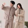 Couple Pajamas Women'S Autumn And Winter Coral Fleece Thickened Fleece Warm Flannel Zipper Men'S Loungewear Set