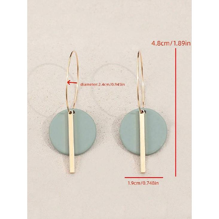 1 Pair Bohemian Minimalist Geometric Circle & Bar Shape Alloy Hoop Earrings, Fashion Multi-Color Alloy Earring Rings For Women, Gift