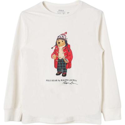 Polo Teddy Bear Letter Logo Pattern Long Sleeve T-Shirt Kids Tops Beige 323883620-008