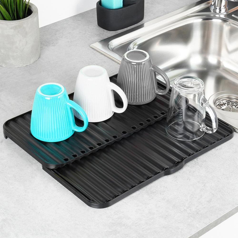 Dish Drying Mat Kitchen Rack Drainer Pots and Cups