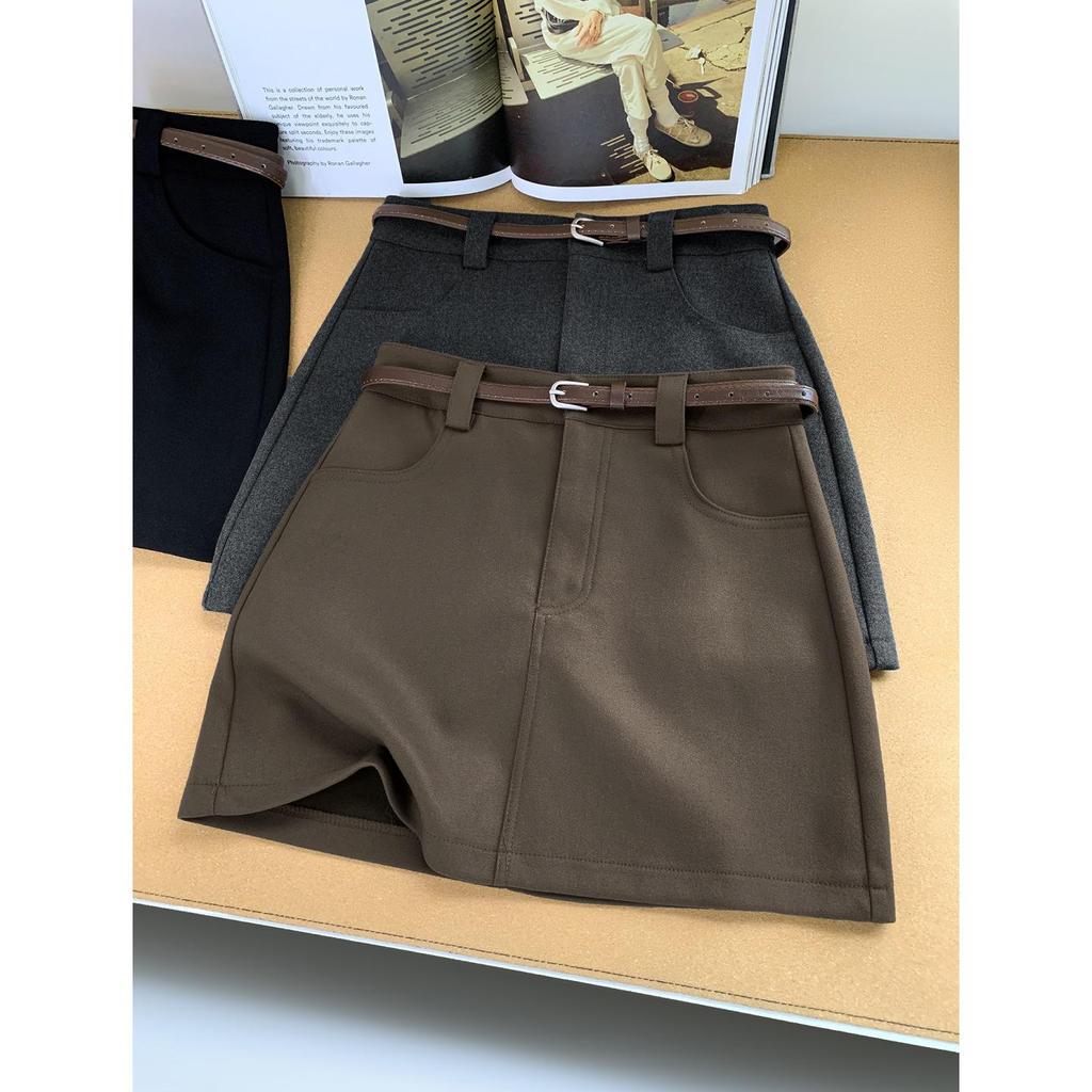 A-line Woolen High-Waisted Slimming Short Skirt for Women - Winter 2026 High-Class Commuter Versatile Half-Skirt