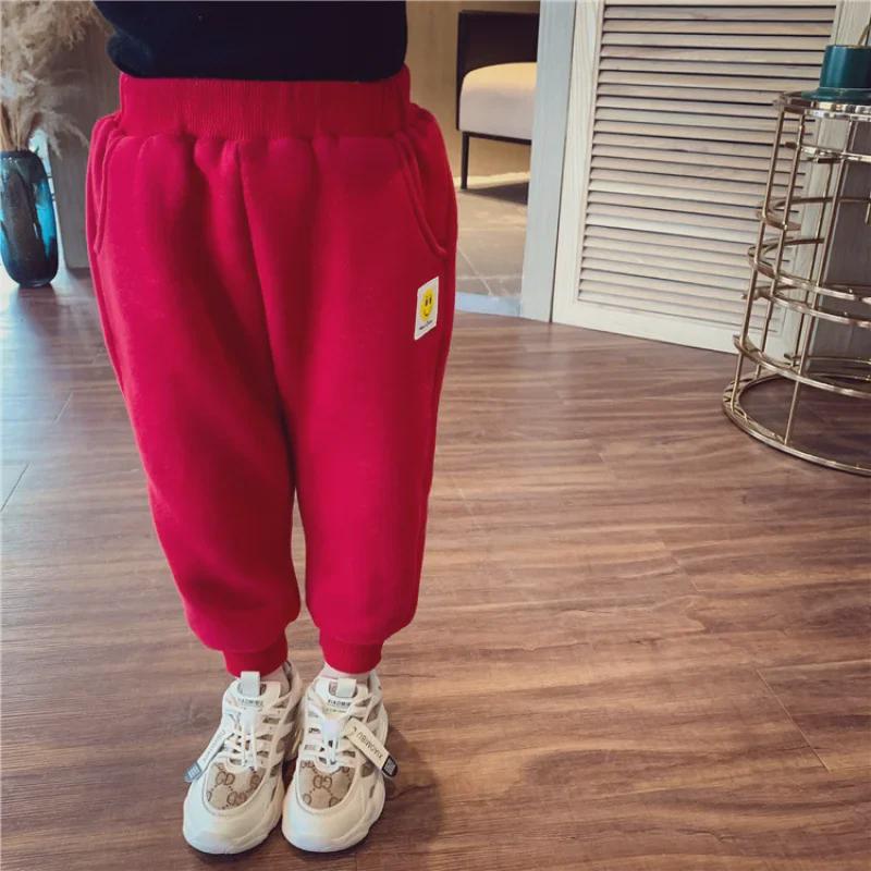 Kids' Winter Lambskin Fleece Pants: Thick, Warm Casual Sportswear for Boys & Girls
