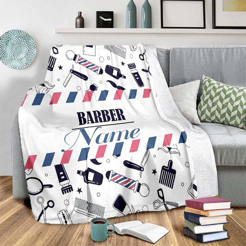 Haircut Elements Customize Your Name Blanket Warm Comfortable Soft Blanket For Chair Office Sofa Bed Sofa Office Camping Suitable For Gifting