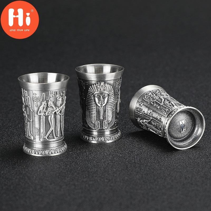 Hi Metal Egyptské sklenice na víno Slitina zinku Koktejlový panák Hrnek na koktejl Starověký Egypt Hrnek na víno Bar Nádobí Craft