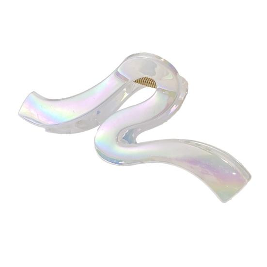 

Hair Claw Large Size Wavy Wide Design Heavy-duty Hair Clip Pearlescent белый
