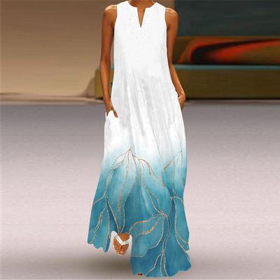 Women's Fashion Summer Spring Floral Print Sleeveless V-Neck Loose Casual Dresses